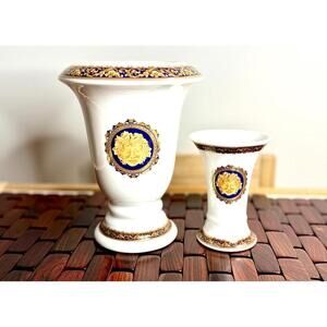 Vintage Bacchus T. Limoges Porcelain Vases Set of 2 – Cobalt Blue & Gold, France